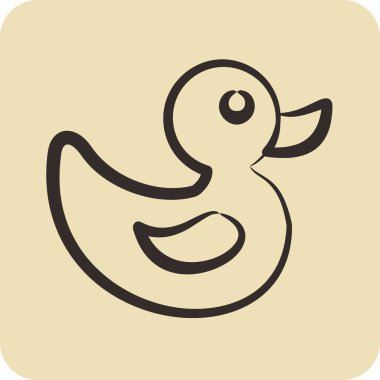 Simge Ördek Oyuncağı. Çocuk sembolü için uygun. El çizimi tarzı. Basit dizayn edilebilir. dizayn şablonu