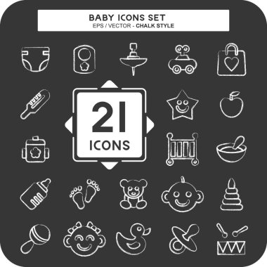 Icon Set Bebeği. Çocuk sembolü için uygun. Tebeşir stili. Basit tasarım düzenlenebilir