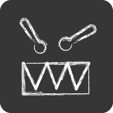 Simge Oyuncak Davulu. Çocuk sembolü için uygun. Tebeşir stili. Basit dizayn edilebilir. tasarım şablonu