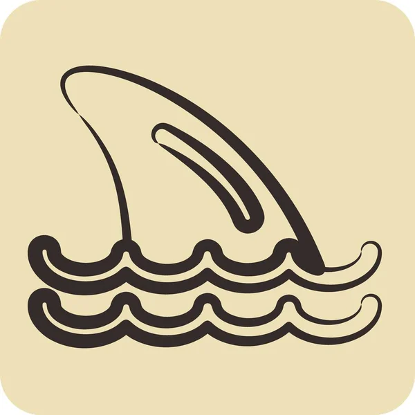 Palmes Requin Icône Adapté Symbole Des Fruits Mer Style Dessiné — Image vectorielle