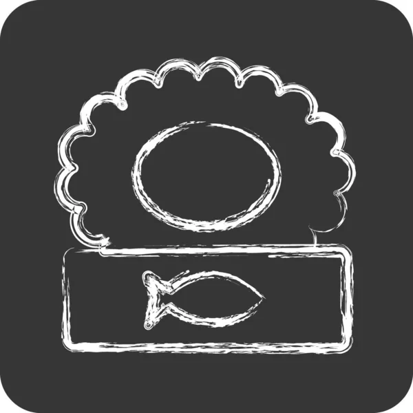 Icon Canned Vhodné Pro Symbol Mořských Plodů Křídový Styl Jednoduchý — Stockový vektor