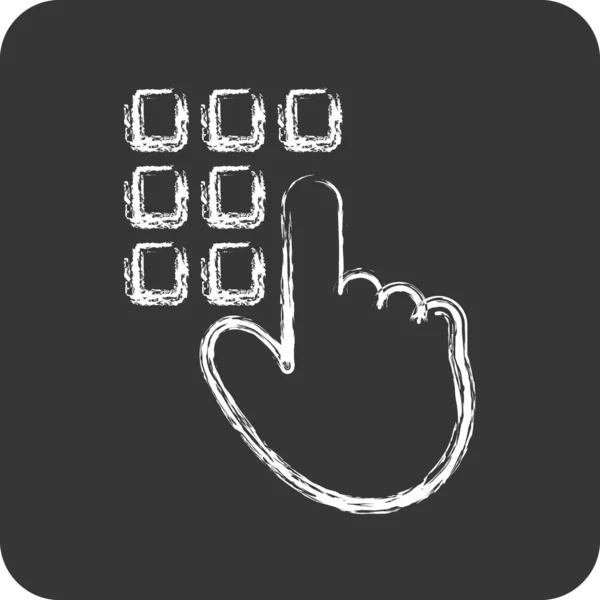 Icon代码锁 适用于安全符号 粉笔风格 简单的设计可以编辑 设计模板向量 — 图库矢量图片