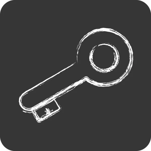 Icono Clave Acceso Adecuado Para Símbolo Seguridad Estilo Tiza Diseño — Vector de stock