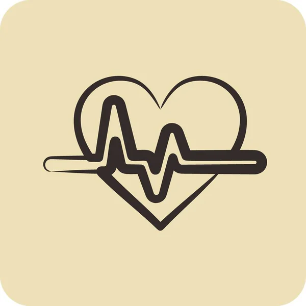 Icono Cardiograma Adecuado Para Símbolo Educación Estilo Dibujado Mano Diseño — Vector de stock