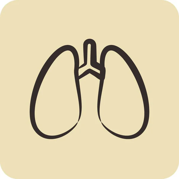 Icon Lungs Suitable Education Symbol Hand Drawn Style Simple Design — Stock Vector