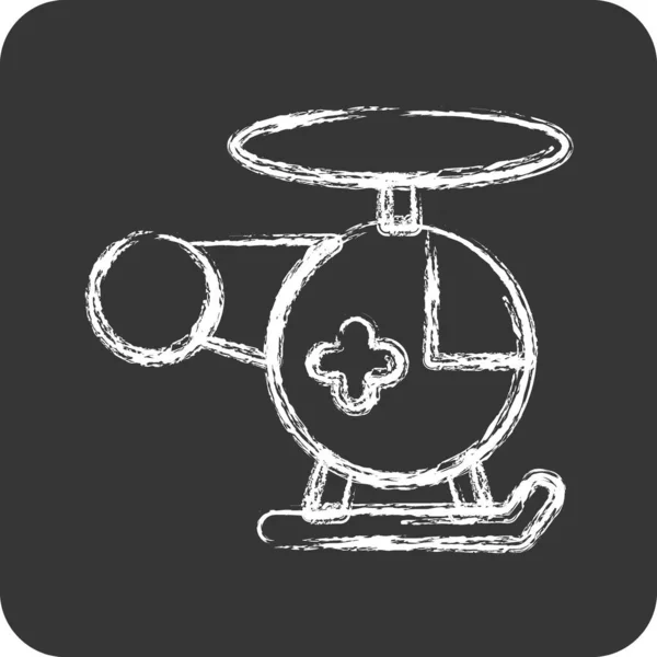 Elicottero Icona Adatto Simbolo Istruzione Stile Gesso Design Semplice Modificabile — Vettoriale Stock
