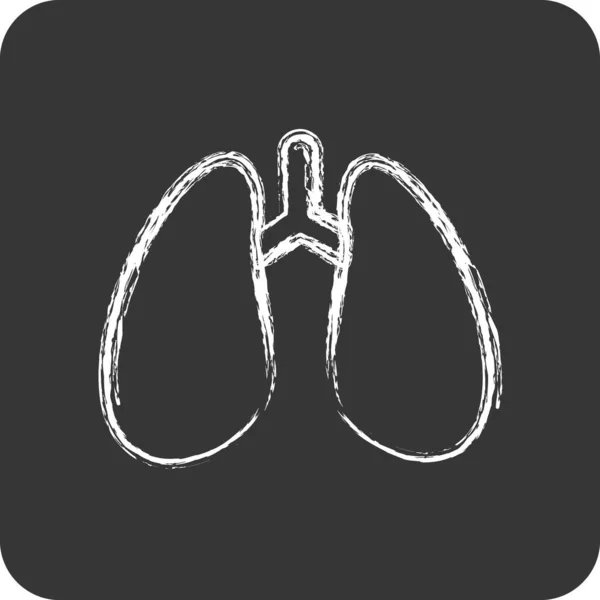 Εικονίδιο Των Πνευμόνων Κατάλληλο Για Εκπαιδευτικό Σύμβολο Στυλ Κιμωλίας Απλό — Διανυσματικό Αρχείο