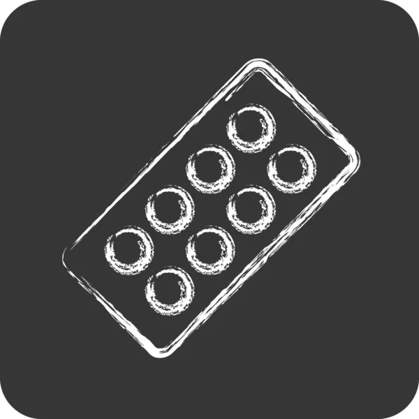 Icon Pills Strip Adapté Symbole Éducation Style Craie Conception Simple — Image vectorielle