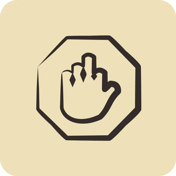 Icon Stop Hand Adecuado Para Símbolo Construcción Estilo Dibujado Mano — Vector de stock
