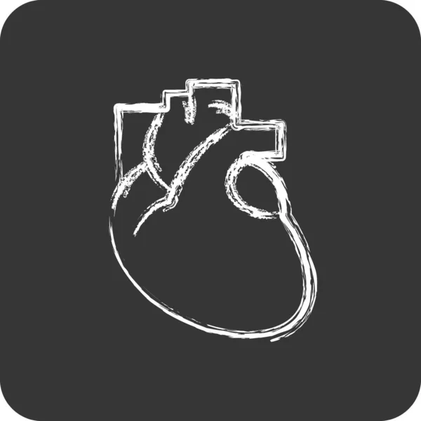 Icono Corazón Adecuado Para Símbolo Educación Estilo Tiza Diseño Simple — Archivo Imágenes Vectoriales