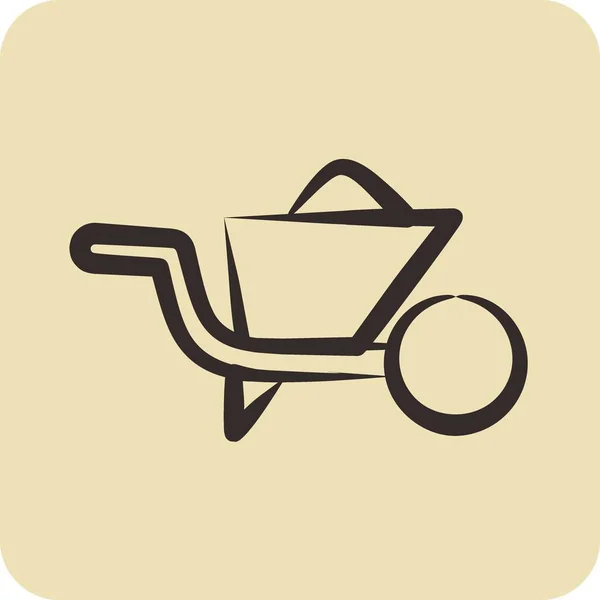 Icon Wheelbarrow Adecuado Para Símbolo Construcción Estilo Dibujado Mano Diseño — Archivo Imágenes Vectoriales