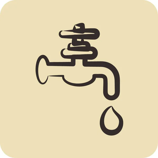 Icon Ύδρευσης Κατάλληλο Για Οικοδομικό Σύμβολο Χειροποίητο Στυλ Απλό Σχεδιασμό — Διανυσματικό Αρχείο