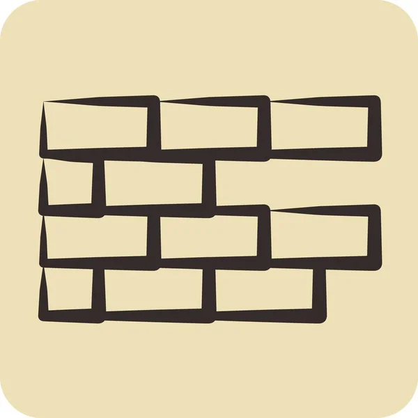 Icon Brickwork Adequado Para Símbolo Construção Estilo Desenhado Mão Design — Vetor de Stock