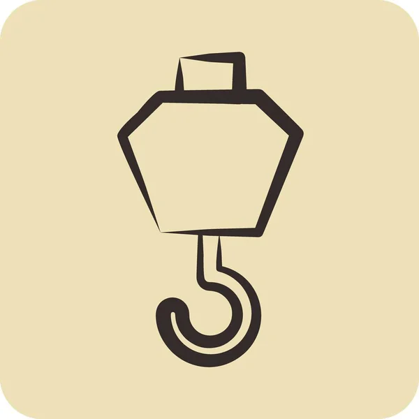 Ikon Crane Hook Cocok Untuk Membangun Simbol Gaya Gambar Tangan - Stok Vektor