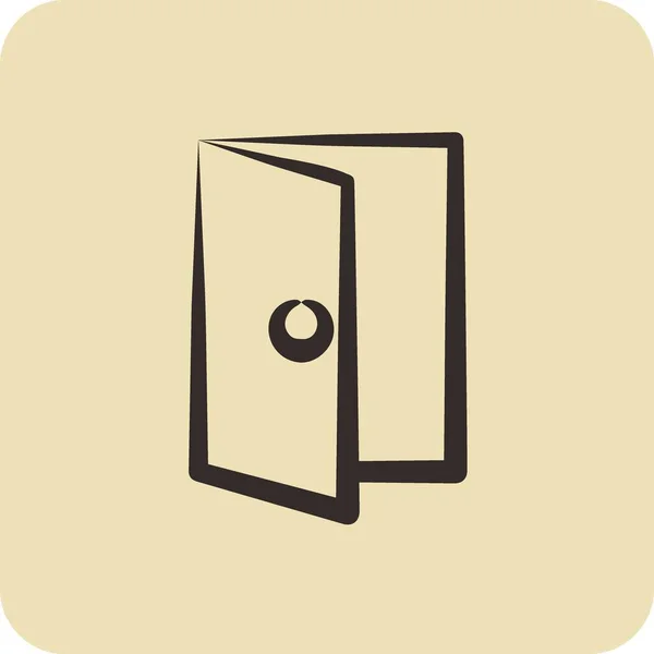 Icon Door Suitable Building Symbol Hand Drawn Style Simple Design — Stock Vector