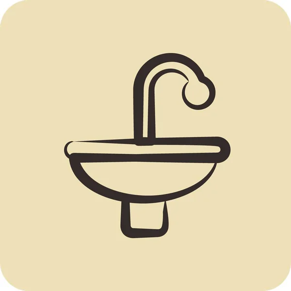 Icon Sinks Adequado Para Símbolo Construção Estilo Desenhado Mão Design — Vetor de Stock