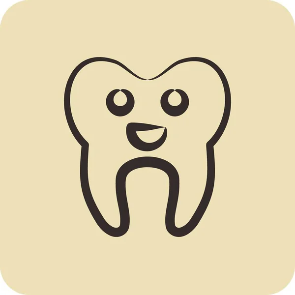 Ikona Vyčištěný Zub Vhodný Pro Lékařský Symbol Ručně Kreslený Styl — Stockový vektor
