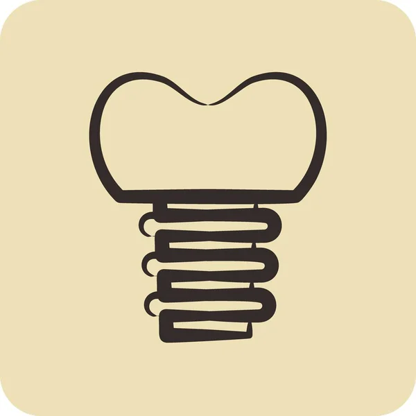 Icône Implant Dentaire Adapté Symbole Médecine Style Dessiné Main Conception — Image vectorielle