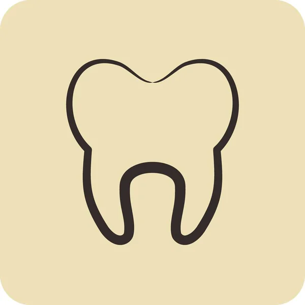 Ikona Zub Vhodný Pro Lékařský Symbol Ručně Kreslený Styl Jednoduchý — Stockový vektor