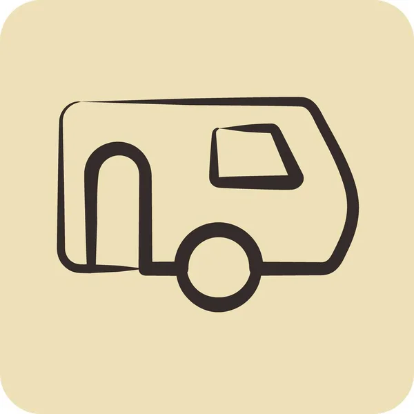 Icon Caravanning Suitable Education Symbol Hand Drawn Style Simple Design — Stock Vector