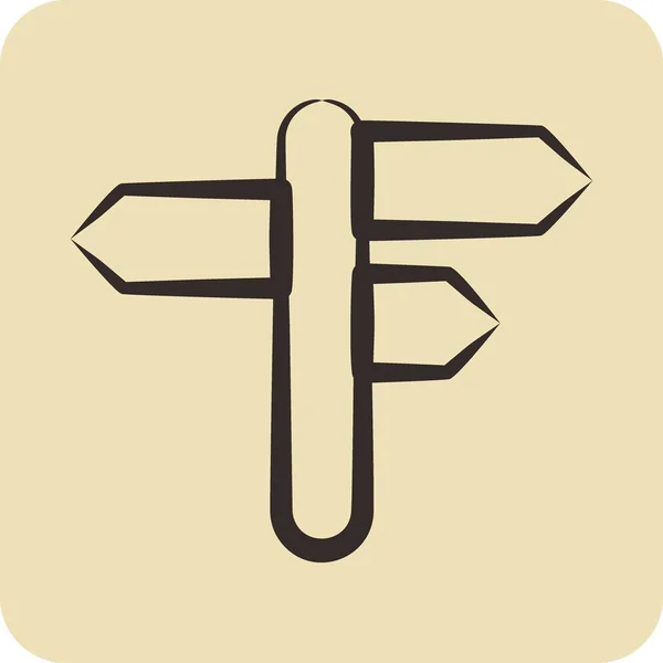 Icon Signpost Adequado Para Símbolo Educação Estilo Desenhado Mão Design — Vetor de Stock