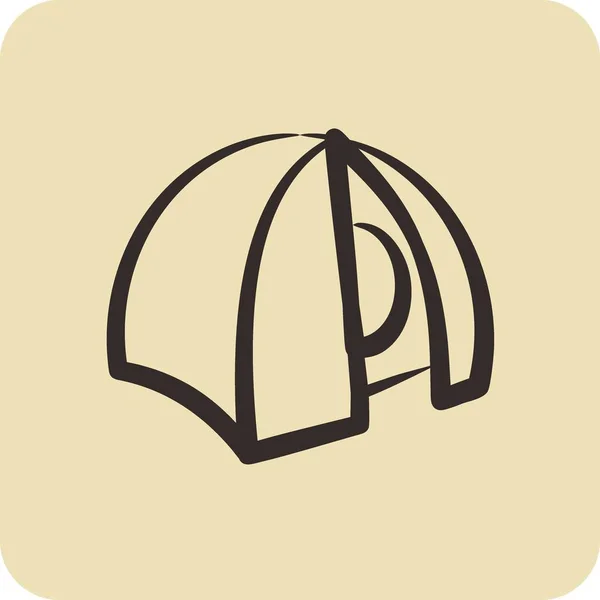 Tenda Delle Icone Adatto Simbolo Istruzione Stile Disegnato Mano Design — Vettoriale Stock