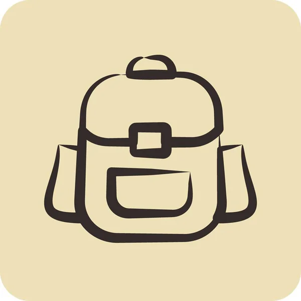 Plecak Ikoną Nadaje Się Symbolu Edukacji Ręcznie Rysowany Styl Prosty — Wektor stockowy