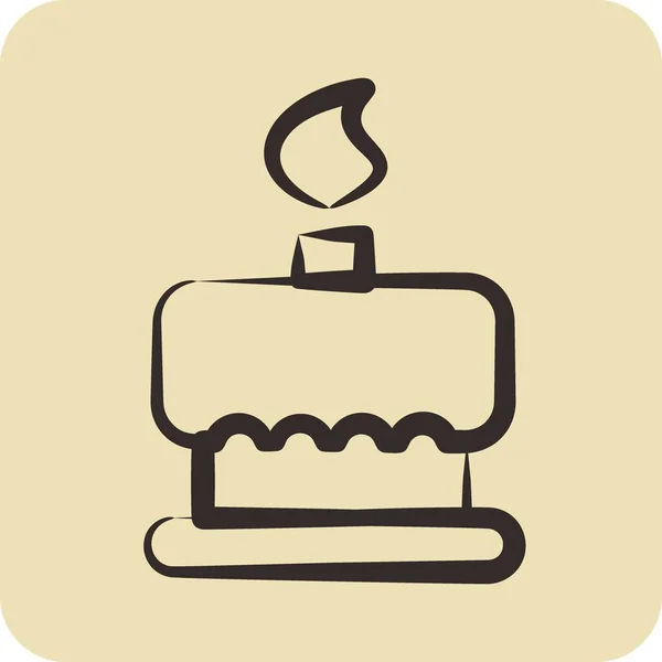Иконный Торт День Рождения Подходит Выпечки Символа Ручной Стиль Простой — стоковый вектор