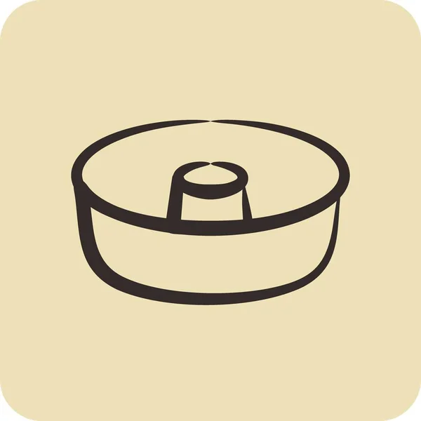 Moule Gâteaux Icône Adapté Symbole Boulangerie Style Dessiné Main Conception — Image vectorielle