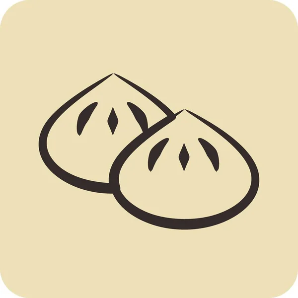 Icône Dumpling Adapté Symbole Boulangerie Style Dessiné Main Conception Simple — Image vectorielle