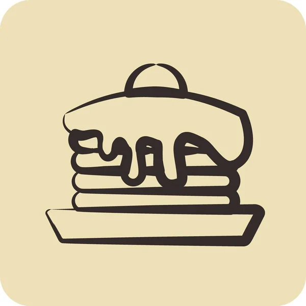 Icône Crêpe Adapté Symbole Boulangerie Style Dessiné Main Conception Simple — Image vectorielle
