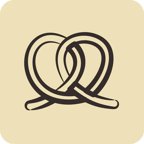 Symbolbrezel Passend Für Bäckereisymbol Handgezeichneten Stil Einfaches Design Editierbar Designvorlage — Stockvektor