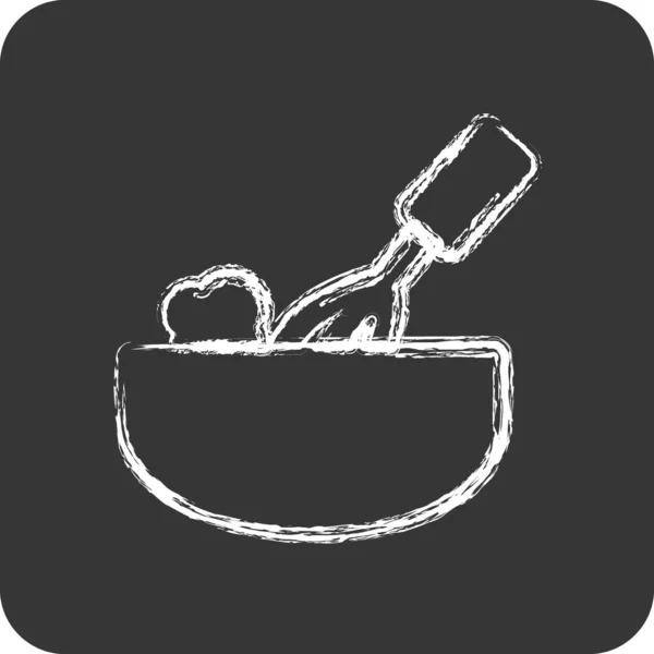 Icon Dough Shaker Vhodný Pro Symbol Pekárny Křídový Styl Jednoduchý — Stockový vektor