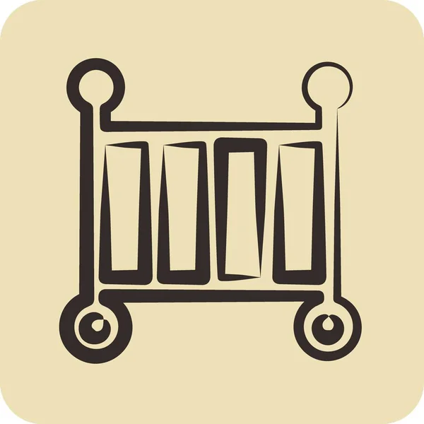 Icon Crib Suitable Kids Symbol Hand Drawn Style Simple Design — Stock Vector
