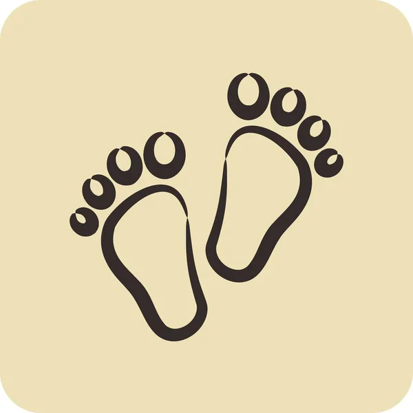 Icon Feet Suitable Kids Symbol Hand Drawn Style Simple Design — Stock Vector