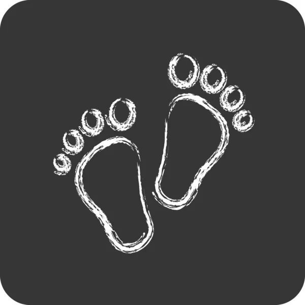 Icon Feet Suitable Kids Symbol Chalk Style Simple Design Editable — Stock Vector