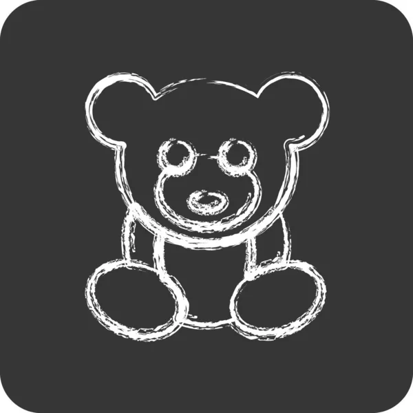Икона Медведь Тедди Подходит Символа Kids Меловой Стиль Простой Дизайн — стоковый вектор