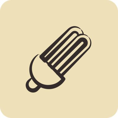 İkon Eko Ampulü. Ekoloji sembolü için uygun. El çizimi tarzı. Basit dizayn edilebilir. dizayn şablonu