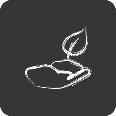 İkon Ekolojisi. Ekoloji sembolü için uygun. Tebeşir stili. Basit dizayn edilebilir. tasarım şablonu