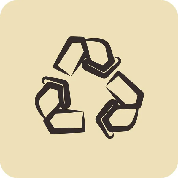 Icon Recycling Geeignet Für Ökologie Symbol Handgezeichneten Stil Einfaches Design — Stockvektor