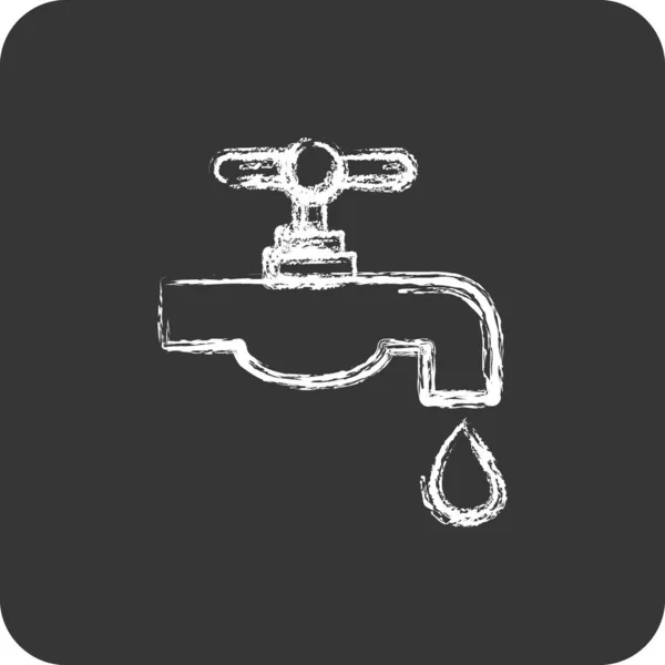 Icon Water Resource Підходить Символу Екології Крейдяний Стиль Простий Дизайн — стоковий вектор