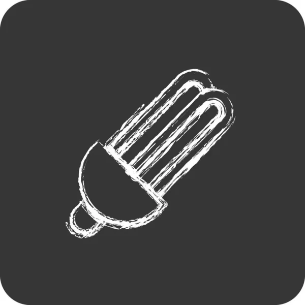Icône Eco Ampoule Adapté Symbole Écologique Style Craie Conception Simple — Image vectorielle