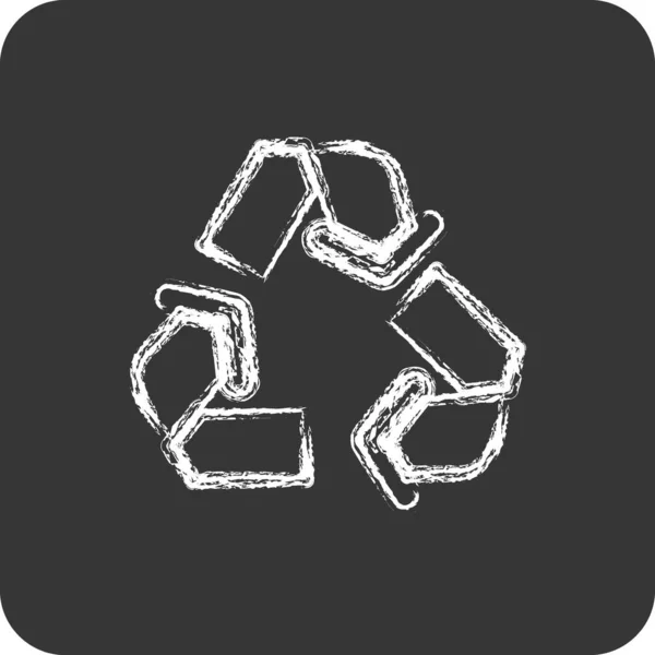 Icon Recycling Suitable Ecology Symbol Chalk Style Simple Design Editable — Stock Vector