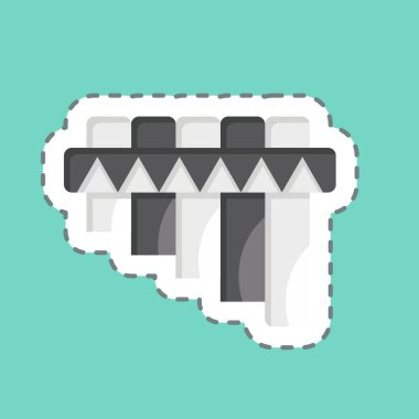 Etiket hattı Pan Flüt 'ü kesti. Amerikan Yerli Sembolü ile ilgili. Basit tasarım düzenlenebilir