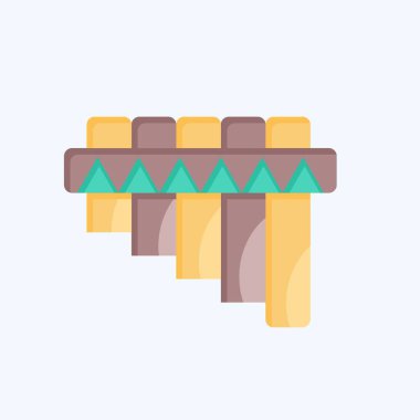 Simge Pan Flütü. Amerikan Yerli Sembolü ile ilgili. Düz stil. Basit tasarım düzenlenebilir