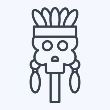 İkon Kafatası. Amerikan Yerli Sembolü ile ilgili. Sıra tarzı. Basit tasarım düzenlenebilir