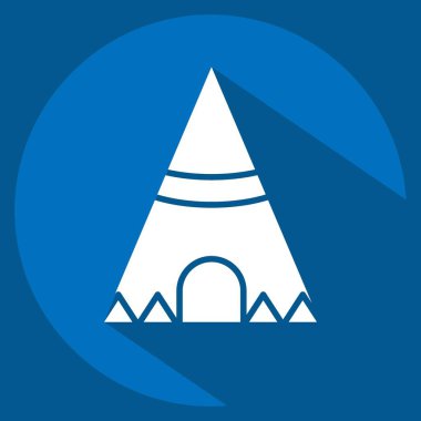 Icon Çadırı. Amerikan Yerli Sembolü ile ilgili. Uzun gölge tarzı. Basit tasarım düzenlenebilir