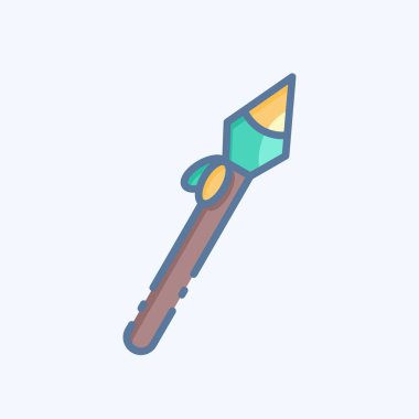 Simge Mızrağı. Amerikan Yerli Sembolü ile ilgili. Karalama stili. Basit tasarım düzenlenebilir