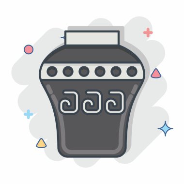 Simge vazosu. Amerikan Yerli Sembolü ile ilgili. Çizgi roman. Basit tasarım düzenlenebilir