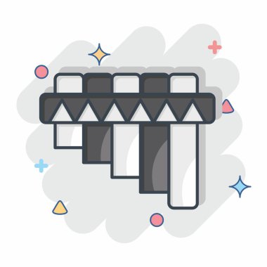 Simge Pan Flütü. Amerikan Yerli Sembolü ile ilgili. Çizgi roman. Basit tasarım düzenlenebilir